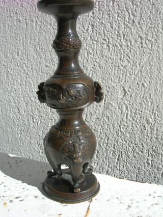 Rare Antique China 1900 Candlestick In Bronze,  Good Conditions,  To See, ,  Nr photo