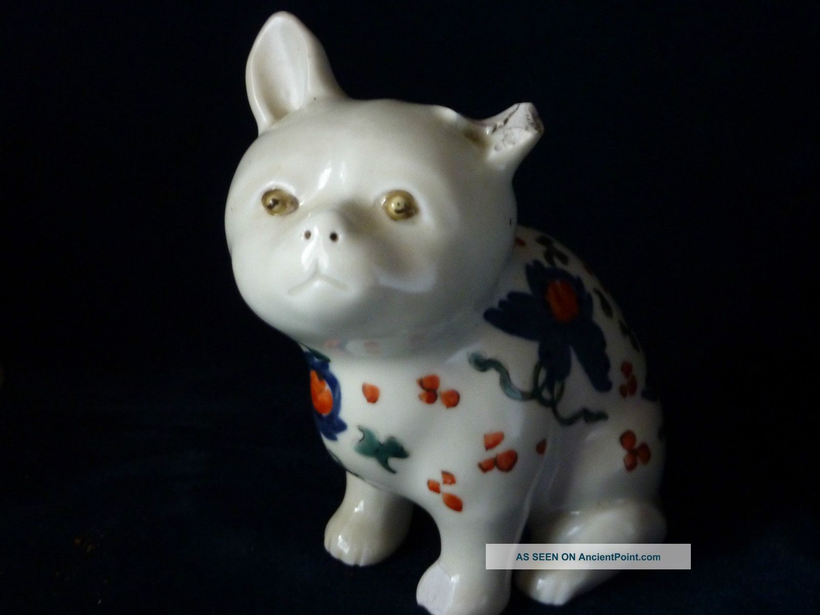 Rare Antique Chinese Porcelain Cat A/f But Still Great L@@k Porcelain photo