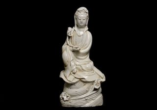 Large Chinese Ming White Glaze Porcelain Buddha Statue Hechaozong Marked Sung photo