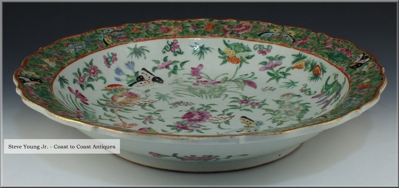 Lovely 19th C Chinese Famille Rose Charger W/ Butterflies,  Flowers,  Fruits Plates photo