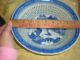 Antique 19th C Rare Chinese Export Blue Canton Reticulated Basket Bowl & Stand Bowls photo 3