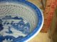 Antique 19th C Rare Chinese Export Blue Canton Reticulated Basket Bowl & Stand Bowls photo 4