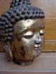 Antique Chinese Asian 19c Cast Iron Buddha Statue Bust Head Buddha photo 2