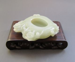 18 - 19th C.  Chinese Hetian Jade Carved Plum Flower Brush Washers photo