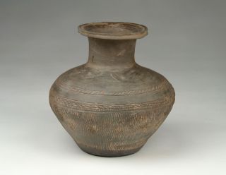 Fine Antique Chinese Warring States (475 - 221bce) Incised Pottery Jar photo