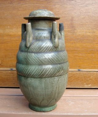 Antique Chinese Asian Ming Dynasty Celadon Apothecary Vessel Drug Jar photo