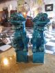 Antique Pair Of Chinese Porcelain Foo / Fu Dogs W/ Blue Glaze Foo Dogs photo 3