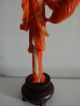 A Small Chinese Antique Carved Red Coral Lady Statue Men, Women & Children photo 3