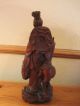 Beautifully Carved Antique 19th Century Chinese Figurine Woman With Deer Stag Woodenware photo 2