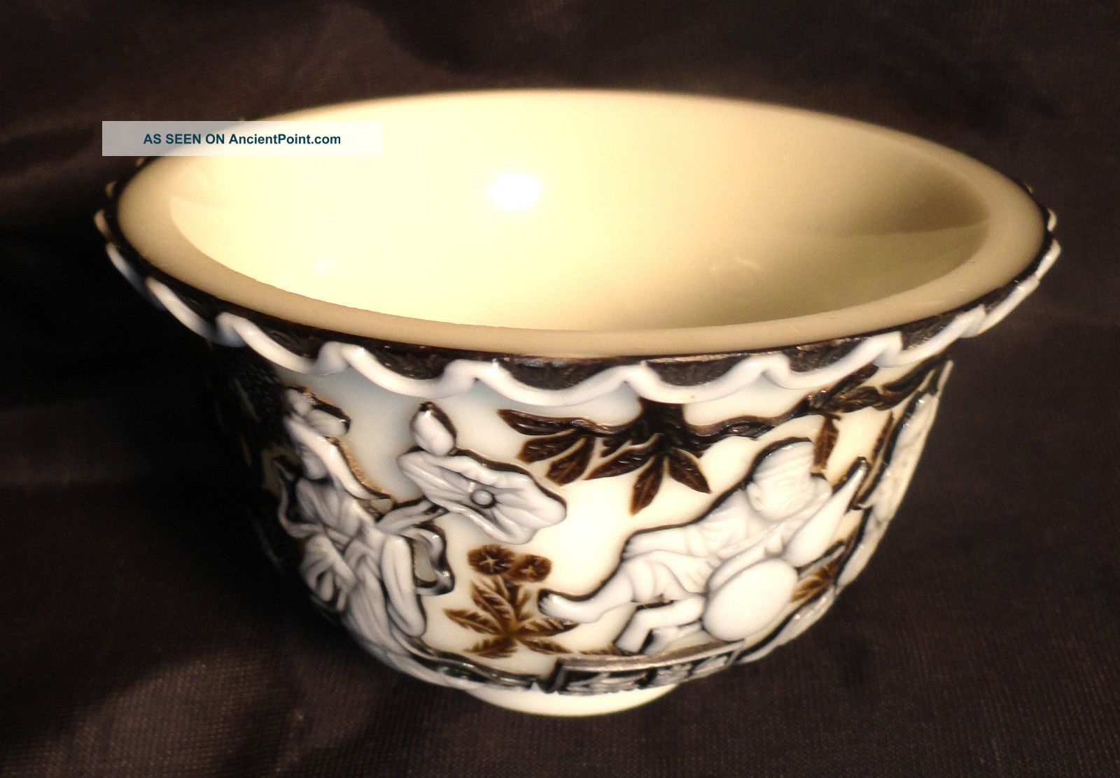 Incredible Peking Cameo Cased Glass Cut To Clear Authentic Artisan Rice Bowl Bowls photo