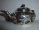 Antique Chinese Qing Dynasty Signed Pottery Tea Set For 4 Silver Dragon Overlay Other photo 4
