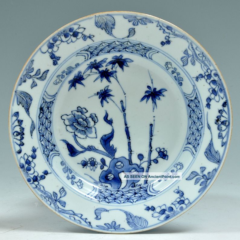 A Perfect Antique 18th C Chinese Porcelain Blue & White Little Deep Export Plate Plates photo