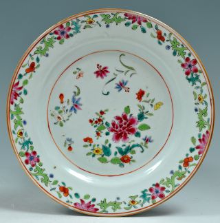 A Good Antique 18th C Chinese Porcelain Famille Rose Export Plate Qianlong photo