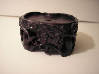 Unusual Miniature Carved Floral Chinese Wood Stand photo