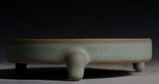 Chinese Song Dynasty Porcelain Ru Kiln Celadon Tripod Brush Washer T14m photo