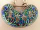 Antique Chinese Silver Link Enameled Repousse Lock Pendant Necklace Necklaces & Pendants photo 3