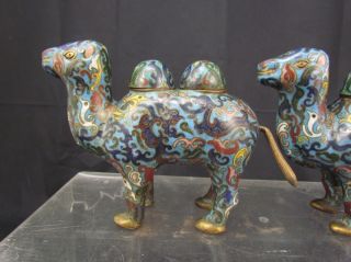 Pair Fine Antique Chinese Or Japanese Asian Cloisonne Camel Figure Vessels Nr photo