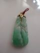 Antique Chinese Carved Jadeite Necklace Pendant 10k Gold,  Qing Dynasty Necklaces & Pendants photo 5