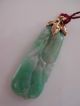 Antique Chinese Carved Jadeite Necklace Pendant 10k Gold,  Qing Dynasty Necklaces & Pendants photo 8