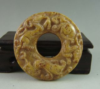 Fine Old Chinese Jade Carved Beast Bi photo
