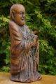 Rare Antique Chinese Carved Hardwood Figure Of A Monk Other photo 1