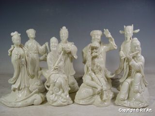 Set Porcelain Eight Immortals Figurines Blanc De Chine photo