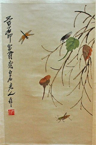Chinese Scroll Painting: Insects photo