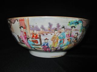 Large 18th C Antique Chinese Mandarin Porcelain Famille Rose Medallion Bowl photo