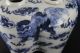 Marked Pair Of Chinese Tulip Vases W.  Foo Dogs,  19th C.  Blue White Vases photo 11