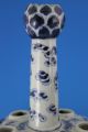 Marked Pair Of Chinese Tulip Vases W.  Foo Dogs,  19th C.  Blue White Vases photo 6