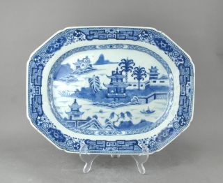 A Large/fine Chinese 18c Blue&white Landscape Platter - Qianlong photo