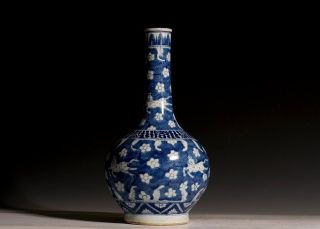 Large Chinese Qing Dynasty Blue And White Glaze Porcelain Flask Vase Ab05 photo