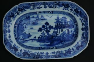 Antique Chinese 18thc Blue And White Platter photo