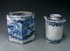 Unusual Antique Blue And White Chinese Porcelain Teapot And Caddie Teapots photo 2