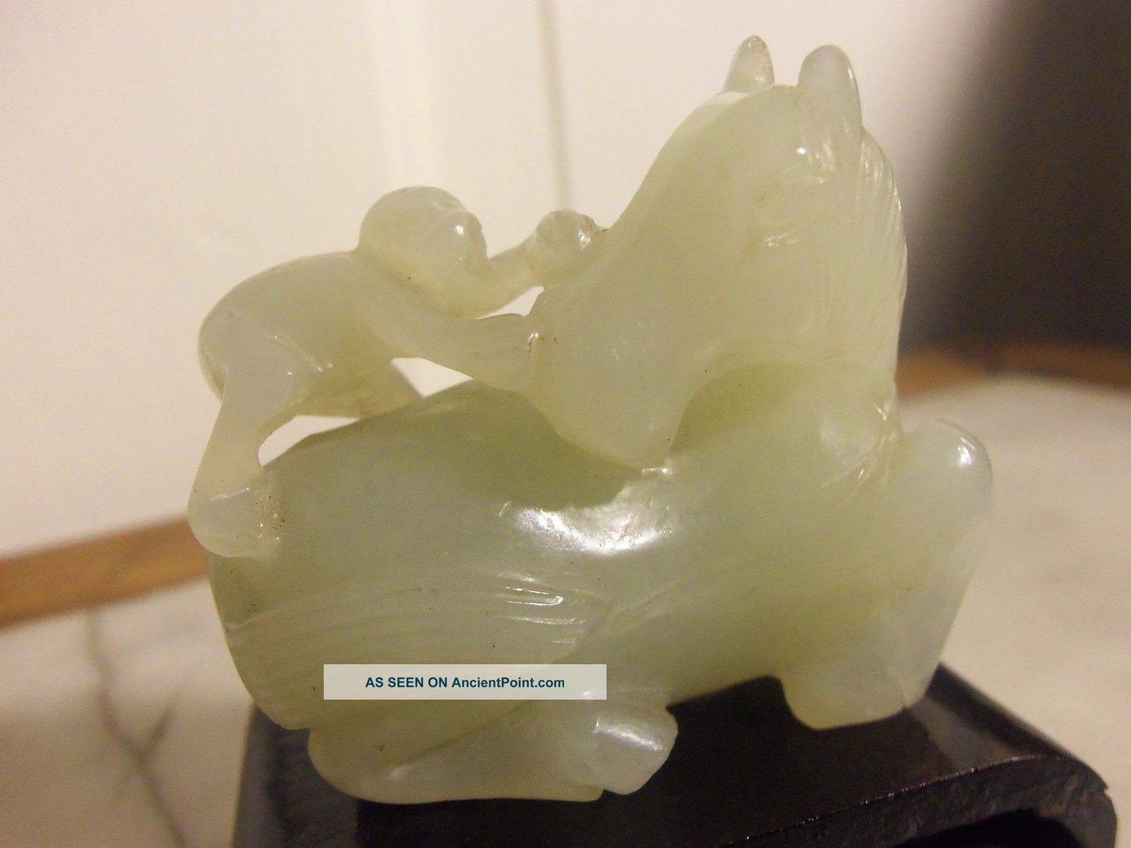 Antique 18th Century Nephrite Jade Carving Of Horse And Monkey Other photo