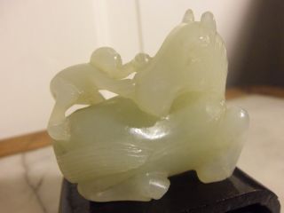 Antique 18th Century Nephrite Jade Carving Of Horse And Monkey photo