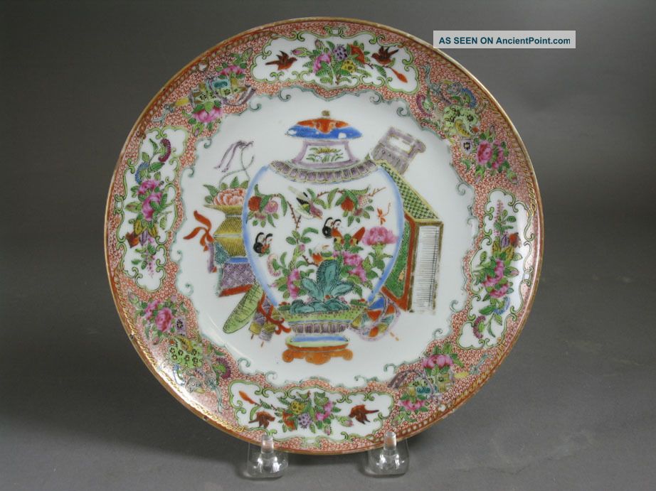 Fine 19th Chinese Famille Rose Plate With Vase Decoration Plates photo