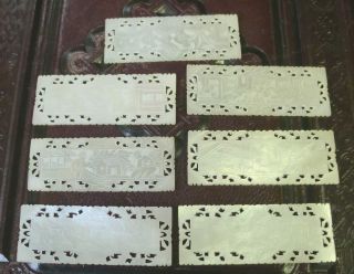 7 Antique Chinese Carved Mother Of Pearl Gaming Chips / Counters photo