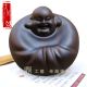 Chinese Heitan Wood Carved Ebony Happy Buddha Statue Sculpture Amulet Netsuke Buddha photo 3