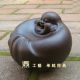 Chinese Heitan Wood Carved Ebony Happy Buddha Statue Sculpture Amulet Netsuke Buddha photo 5