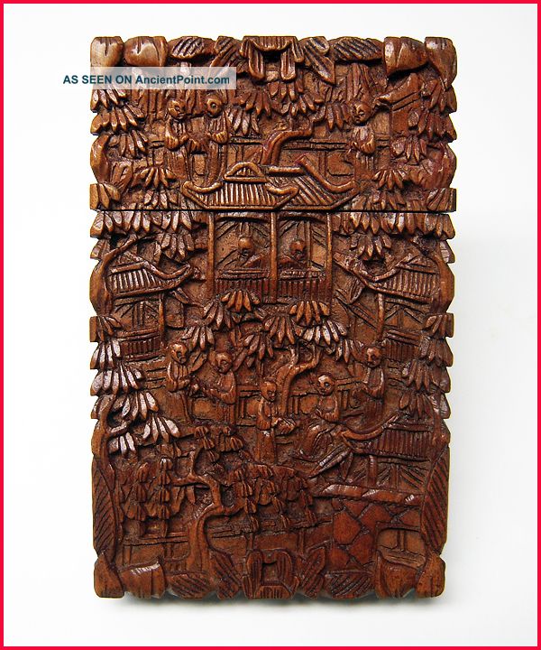 Superbly Executed Chinese Export Sandalwood Card Case Boxes photo
