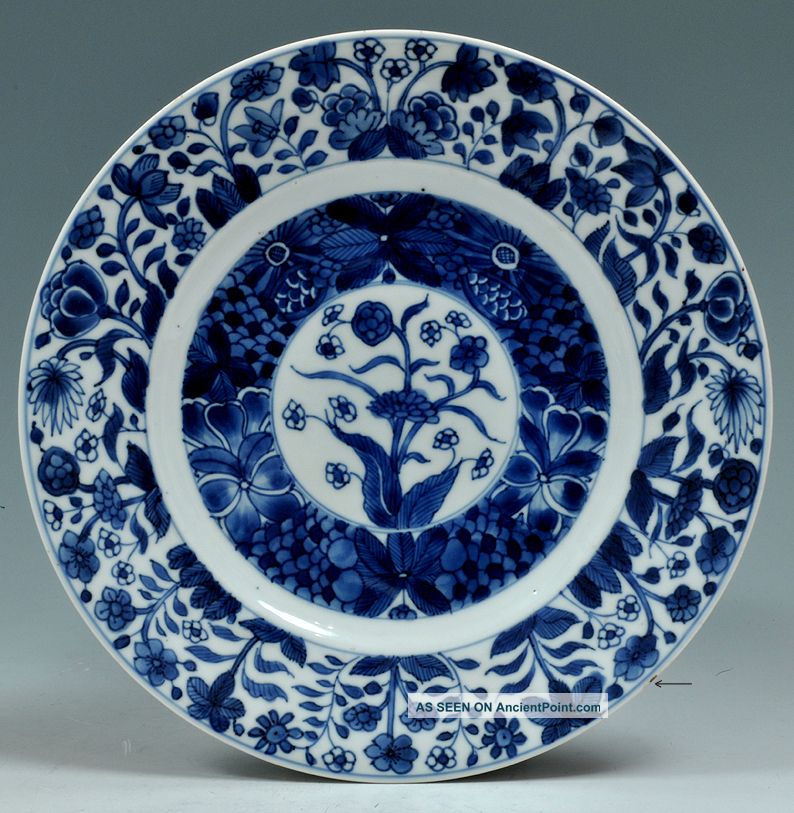 A Perfect Antique 18th C Chinese Porcelain Blue & White Kangxi Export Plate Plates photo