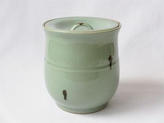 Japanese Pottery Vintage Celadon Water Jar Mizusashi W/sign; Tobi - Seiji/ 923 photo
