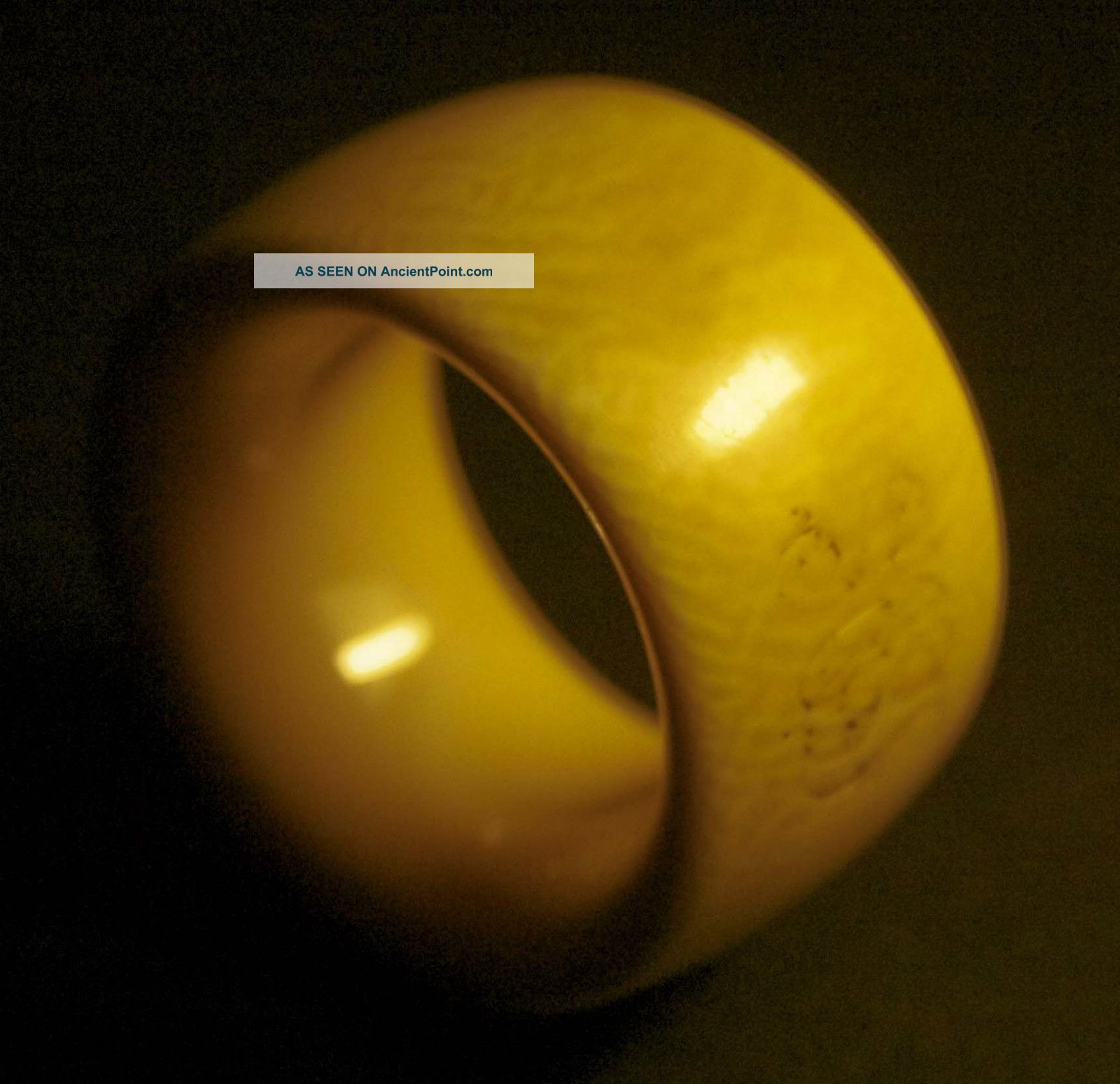 19th C Thick Large Faux Ivory Bone Napkin Ring With Engraving Other photo