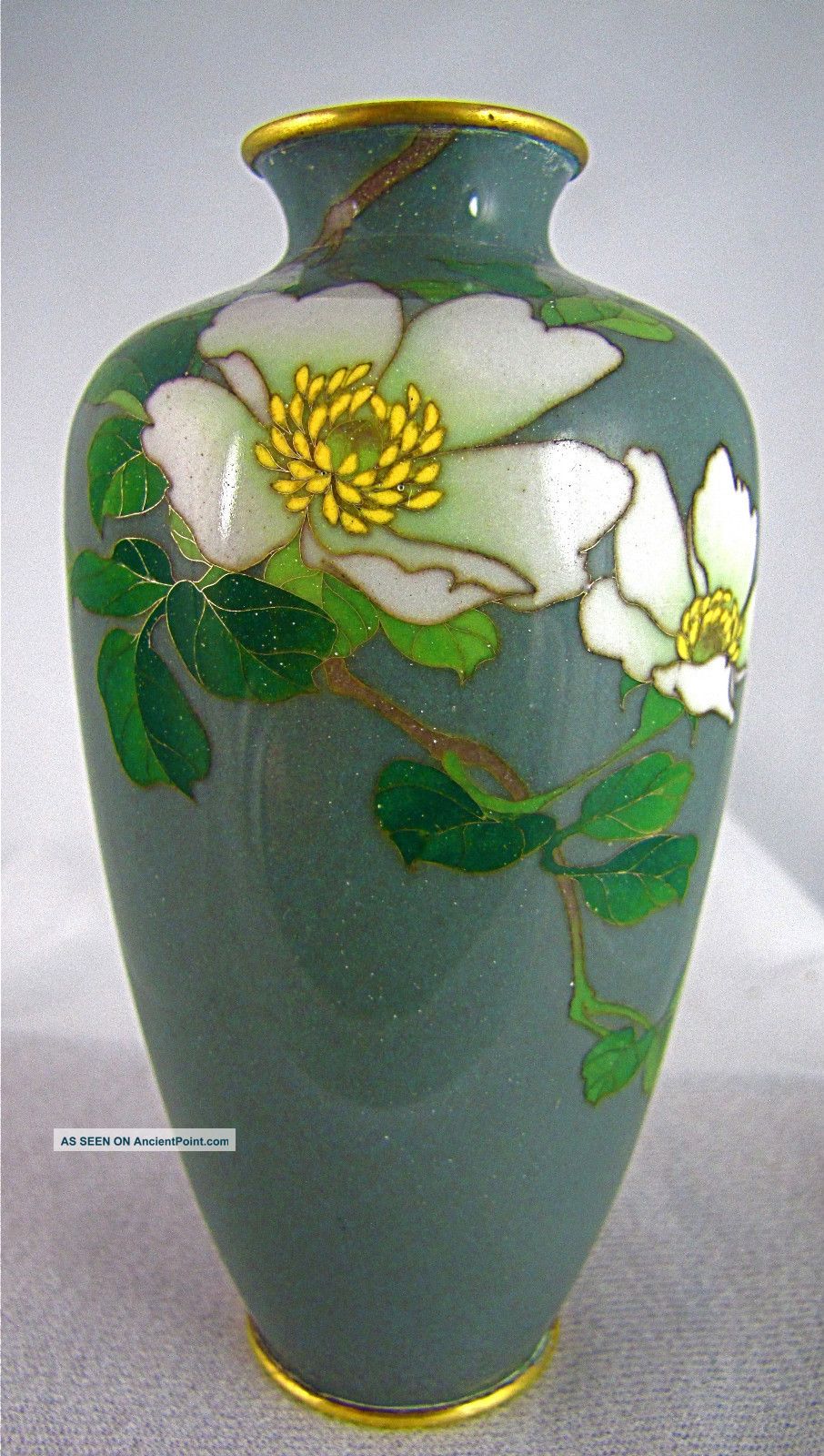 Fine Antique Japanese Meiji Cloisonne Silver Wire Vase Signed Gonda Hirosuke Vases photo