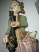 Old Carved Wood Hand - Painted Figural Circus Musicians Set Of 2 India photo 5