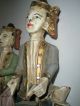 Old Carved Wood Hand - Painted Figural Circus Musicians Set Of 2 India photo 7