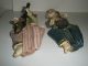 Old Carved Wood Hand - Painted Figural Circus Musicians Set Of 2 India photo 8
