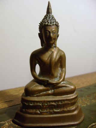 Old Asian Bronze Buddha Figure photo