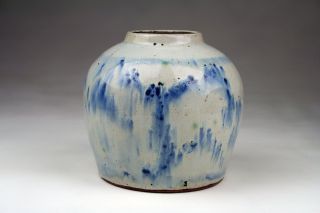 Rare Antique Chinese 18/19thc Qing Blue & Green Ovoid Vase Or Ginger Jar photo